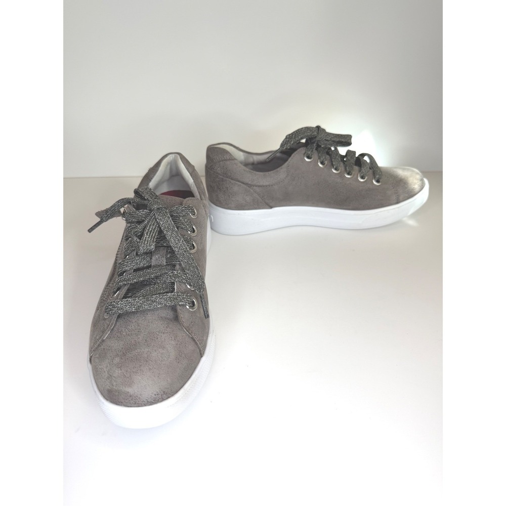 Munro Tilly Taupe-Gray Metallic Leather Sneakers Womens 8M Luxury Streetwear
